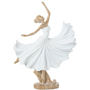 Statuetta Ballerina in Resina 11x10x28 cm Bianco Sabbia e Oro Peraga Home