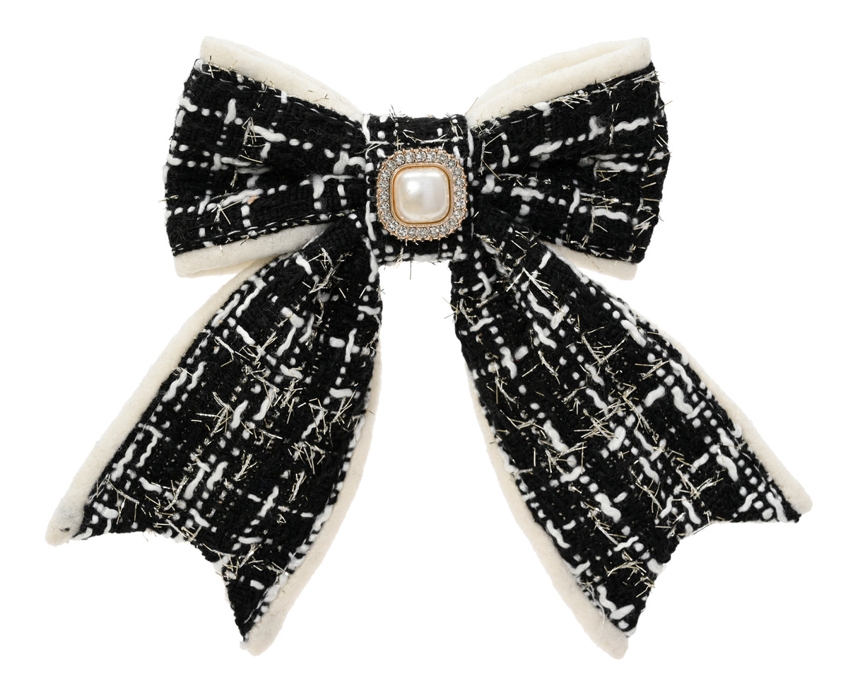 Fiocco decorativo con clip e strass 2,5 x 11 x 14 cm nero Peraga Christmas