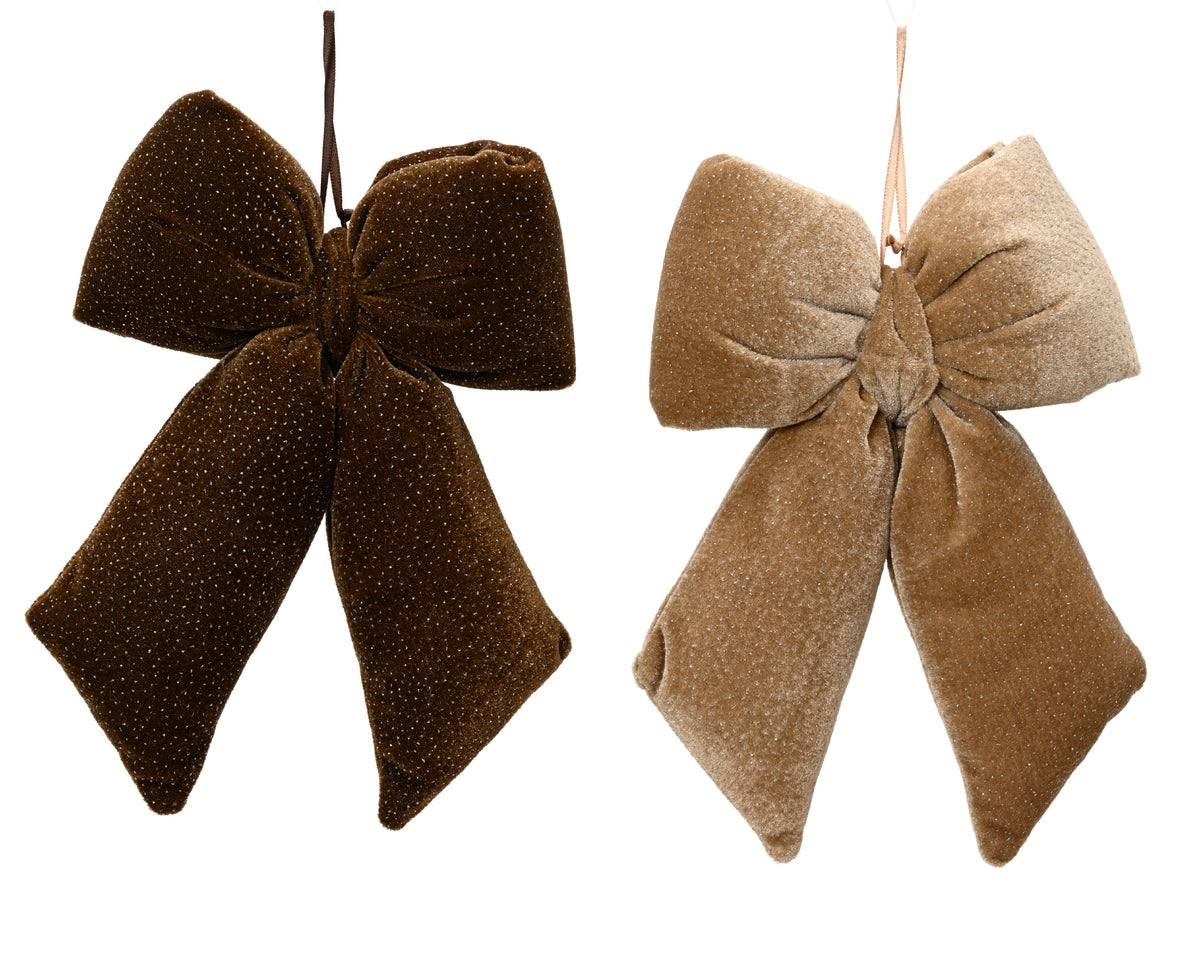 Fiocco decorativo in velluto con glitter 3 x 21 x 30 cm colori modello assortito Peraga Christmas