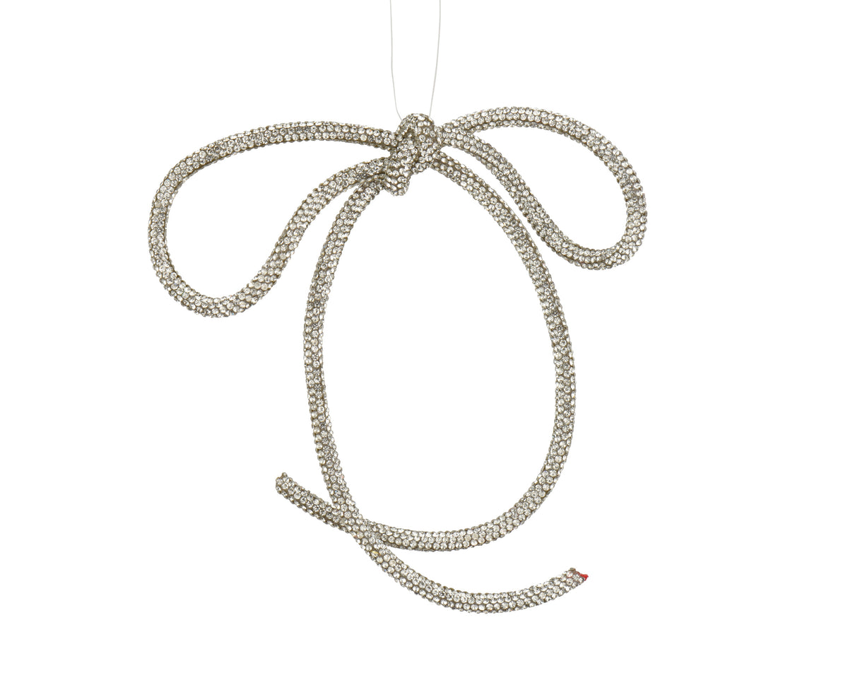 Pendente fiocco con perline 23,5 x 17 x 0,5 cm argento Peraga Christmas
