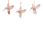 Pendente colibrì trasparente con glitter 9,5 x 7,1 x 9 cm rosa Peraga Christmas
