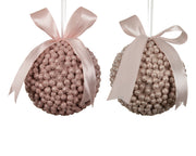 pallina di natale in foam glitter con fiocco D 8,8 cm rosa Peraga Christmas