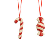 Pendente bastoncino di zucchero in porcellana 4,5 x 1,5 x 10 cm rosso/bianco Peraga Christmas