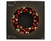 Ghirlanda decorata con palline di natale e velluto D 43,5 cm bordeaux/oro Peraga Christmas