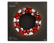 Ghirlanda decorata con palline di natale e velluto D 43,5 cm rosso natalizio Peraga Christmas