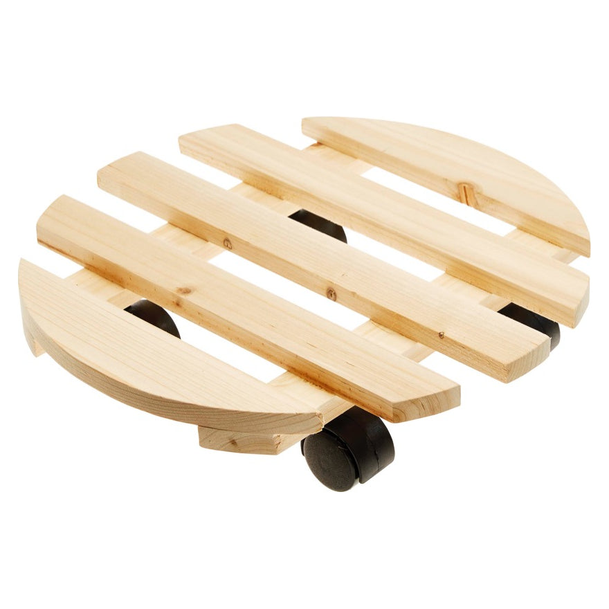 SOTTOVASO TONDO CON RUOTE IN LEGNO 35CM