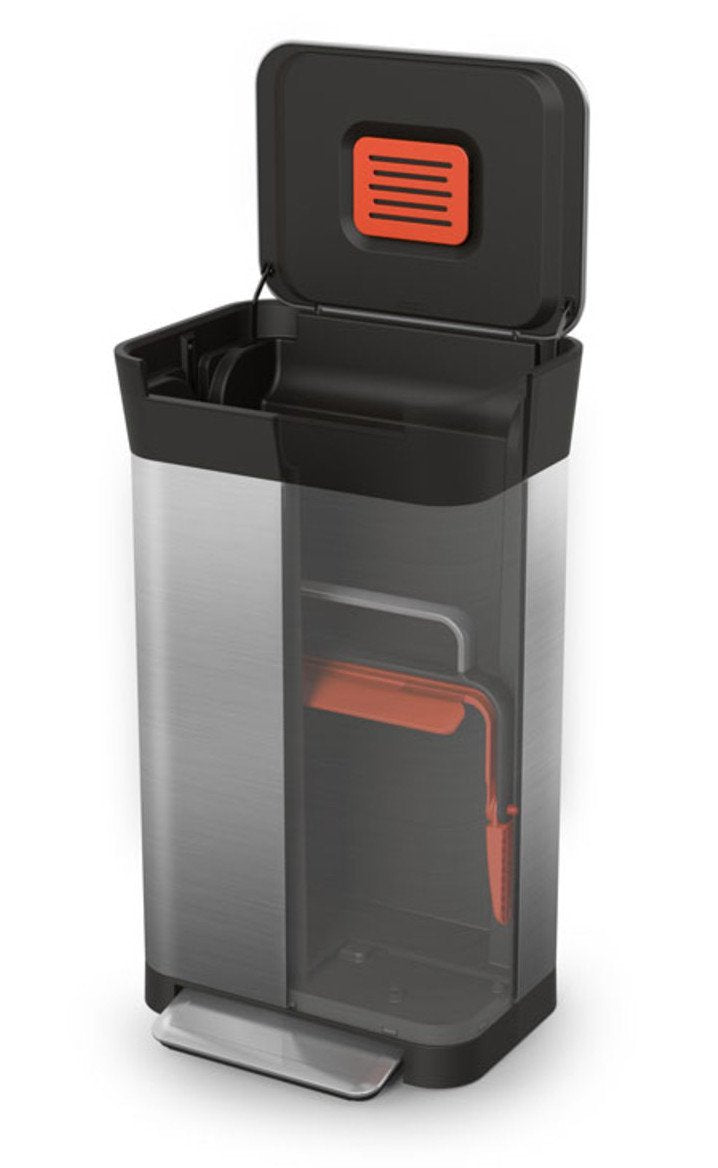PATTUMIERA A PEDALE TITAN CON COMPATTATORE IN ACCIAIO INOX 20L