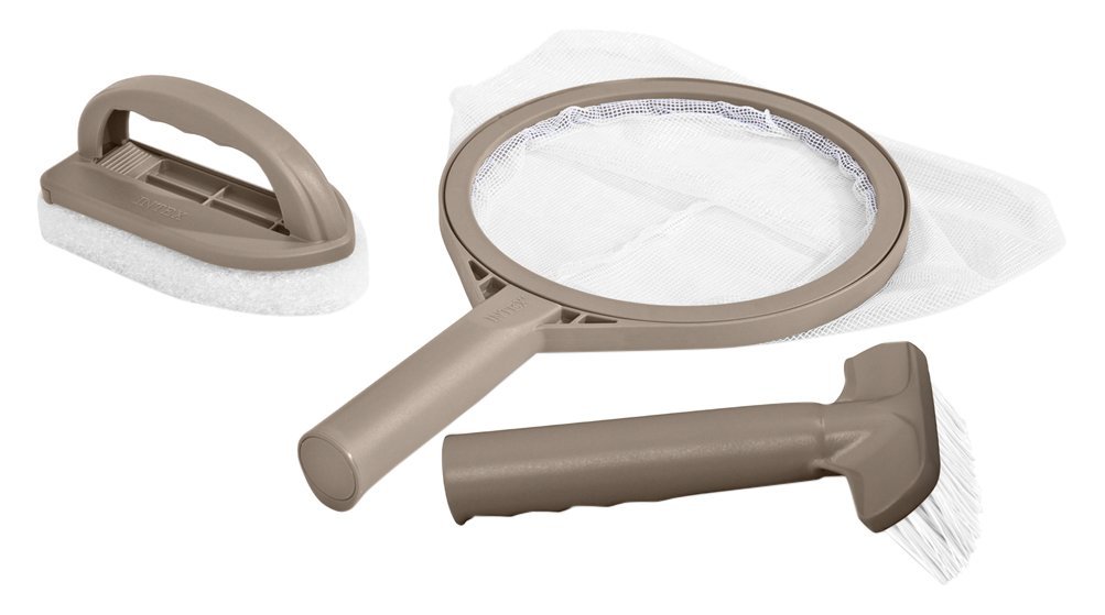 KIT PULIZIA PISCINA SPA IDROMASSAGGIO 2 SPAZZOLE + RETINO