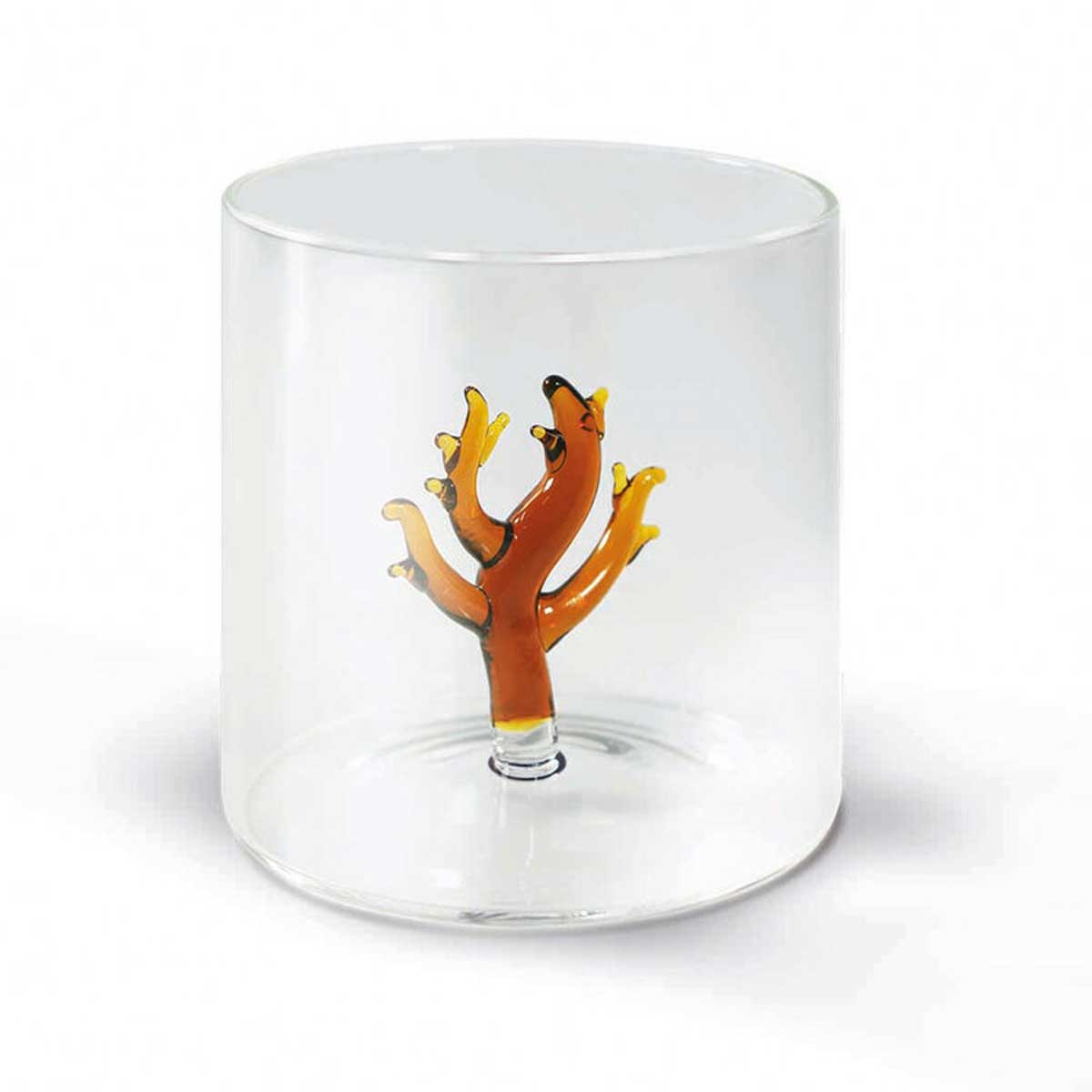 BICCHIERE DA ACQUA CORALLO AMBRA IN VETRO SOFFIATO