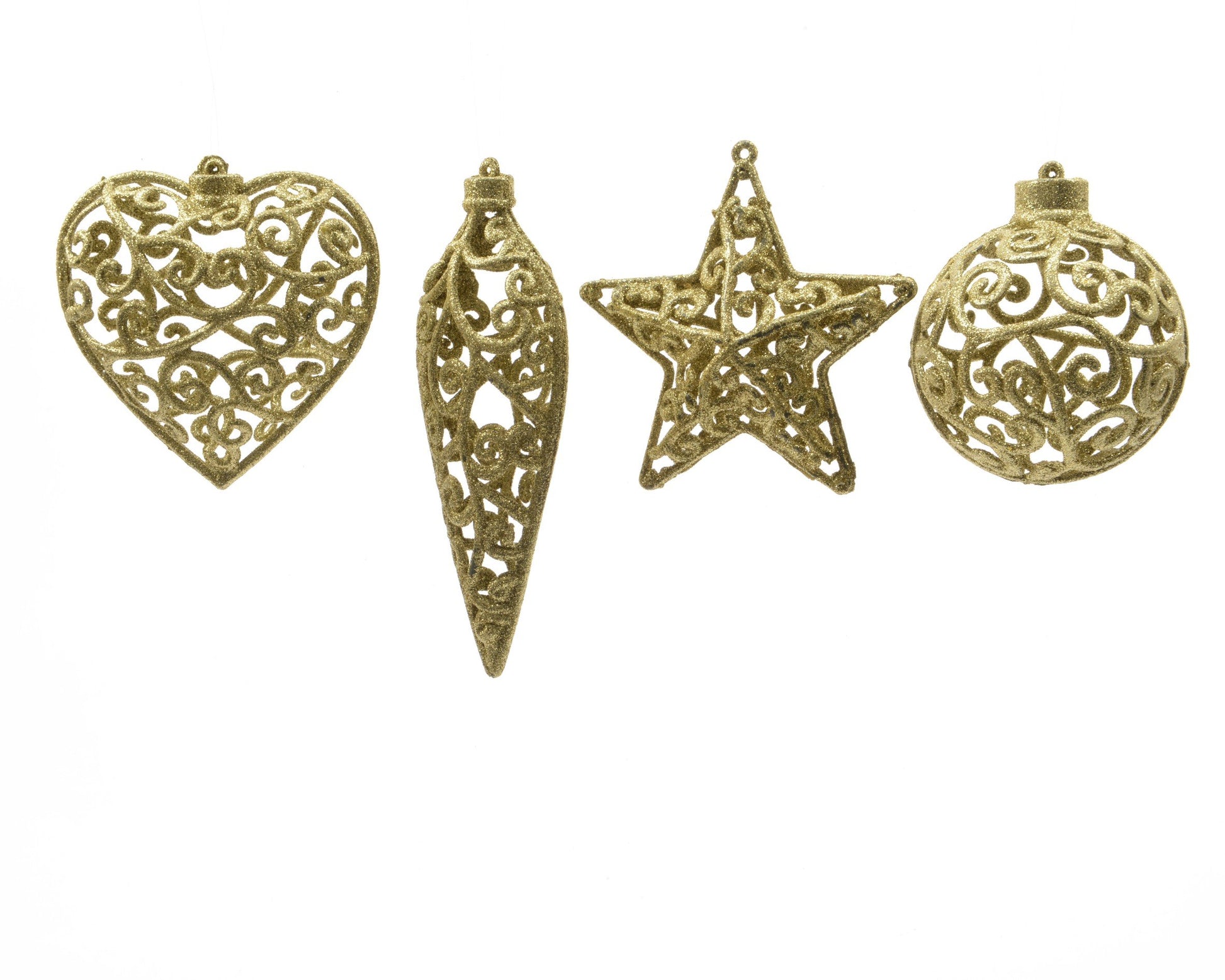 OFFERTA 4 DECORAZIONI NATALIZIE DA APPENDERE ORO