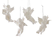 OFFERTA 3 ANGIOLETTI CON GLITTER DA APPENDERE 10CM BIANCO ASSORTITI
