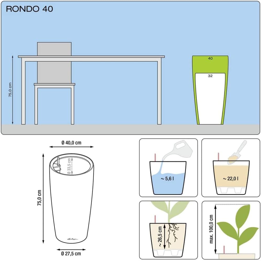VASO FIORIERA RONDO 40 ALL-IN-ONE CARBONE METALLIZZATO