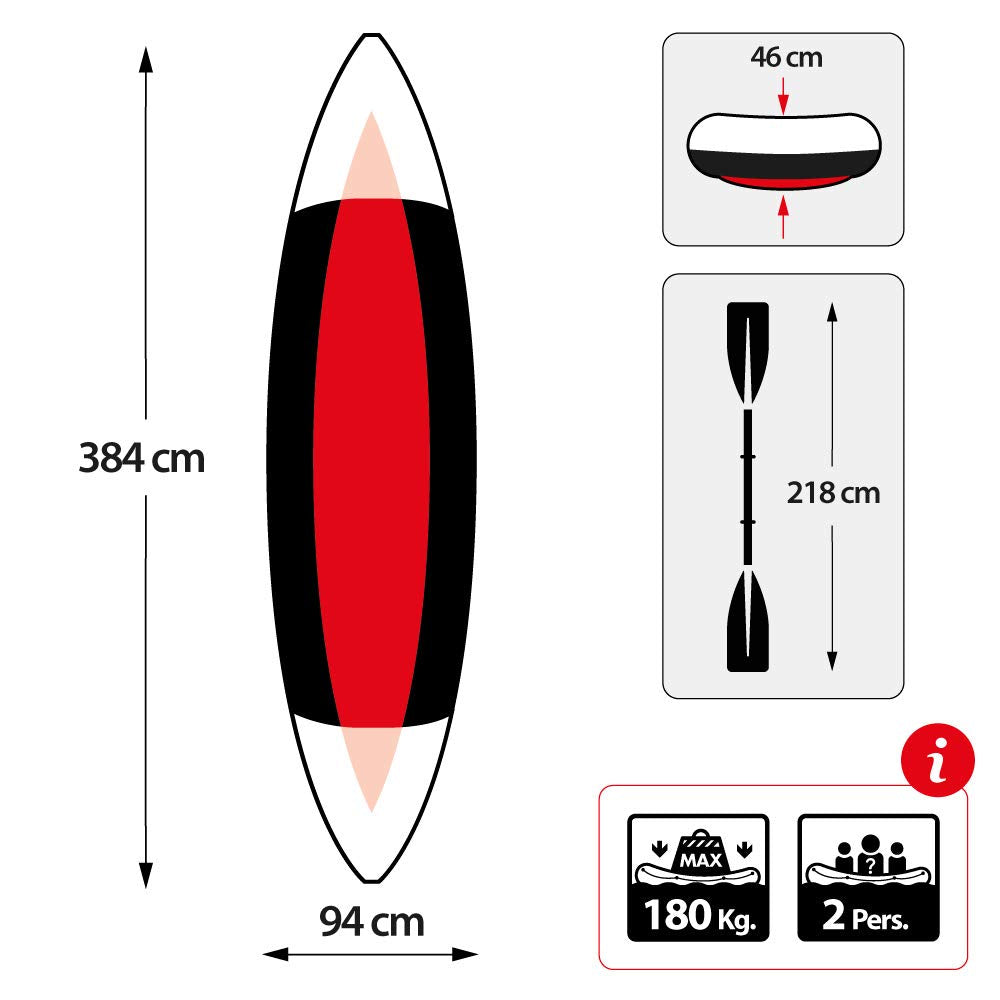 KAYAK EXCURSION K2 PRO 384X94X46CM 2 POSTI