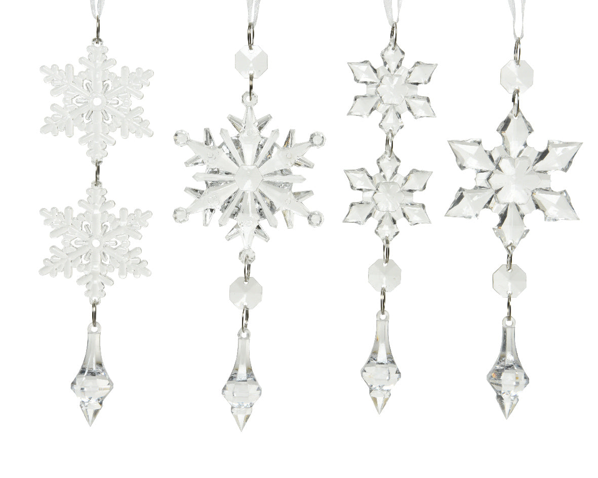 OFFERTA 4 FIOCCHI DI NEVE DA APPENDERE TRASPARENTE MODELLO ASSORTITO