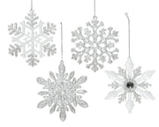 OFFERTA 4 FIOCCHI DI NEVE DA APPENDERE TRASPARENTE/ARGENTO 13,5X13,5X0,3CM MODELLO ASSORTITO