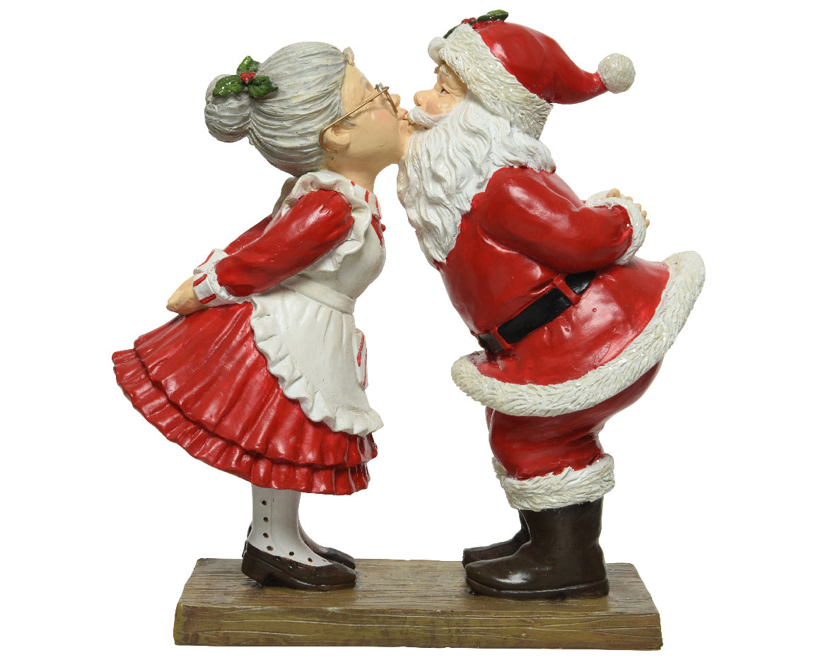 STATUINA BABBO E MAMMA NATALE BACIO 9X20X20CM