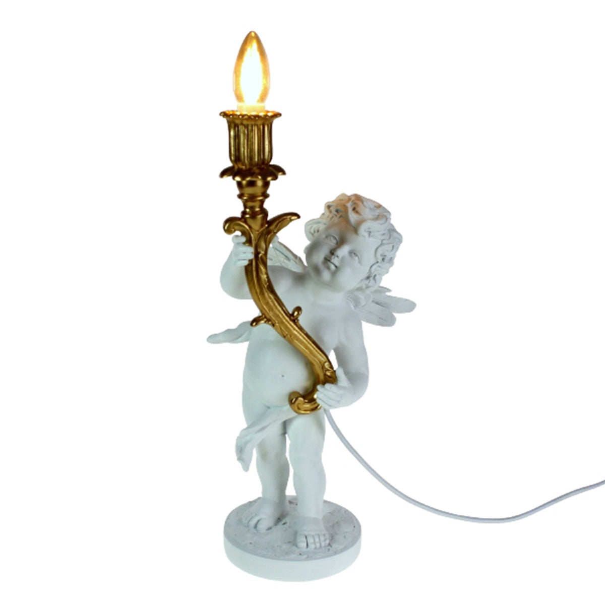 LAMPADA DA TAVOLO PUTTO 23X22X49CM BIANCO/ORO