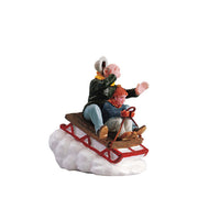 NONNO CON BAMBINO SULLO SLITTINO - SLEDDING WITH GRAMPS