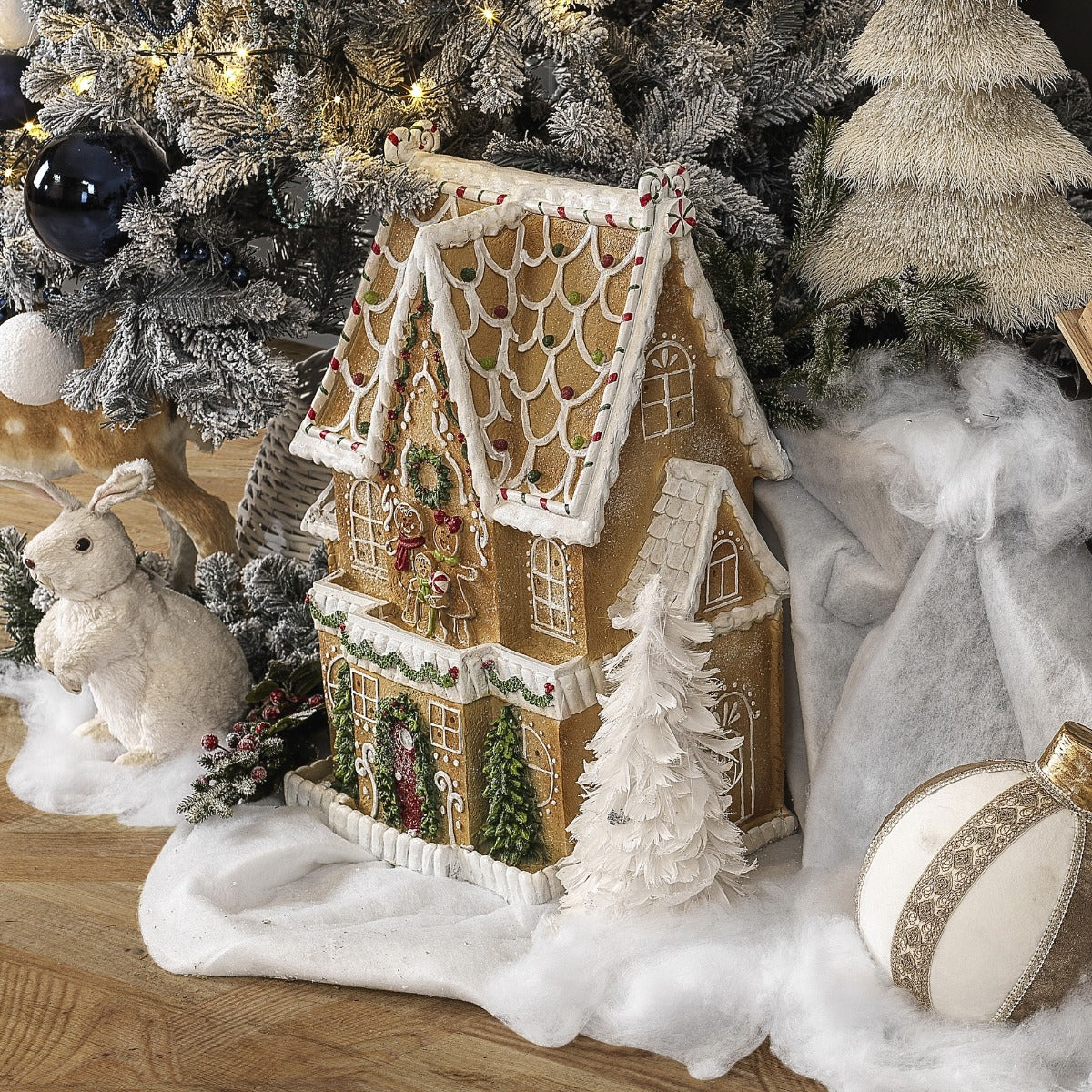 DECORAZIONE CASA NATALIZIA PAN DI ZENZERO 34,5X53X67,5CM - Gingerbread House Christmas