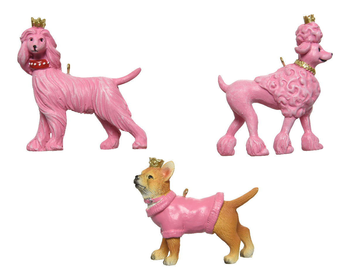 1 DECORAZIONE CANE ROSA H8,30CM MODELLO ASSORTITO