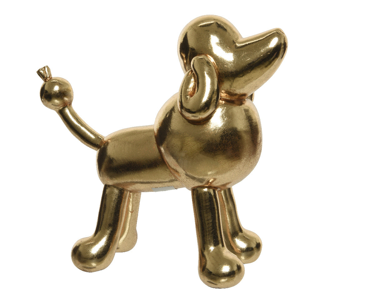 DECORAZIONE CANE 12X24X23CM CHAMPAGNE/ORO