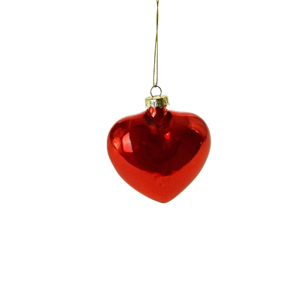 Ornamento Cuore Rosso Perlato 8cm