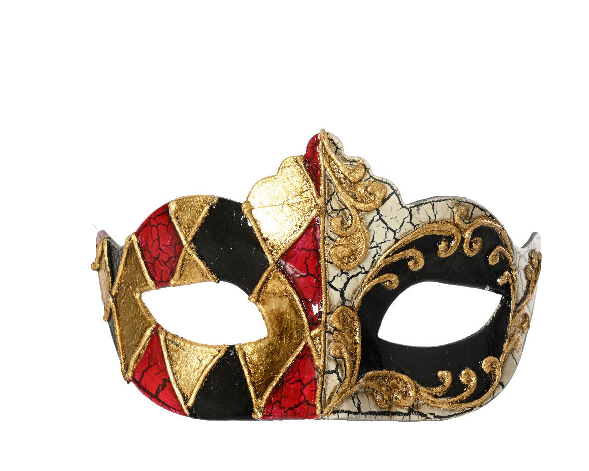 Maschera Carnevale Rossa/Oro H9cm