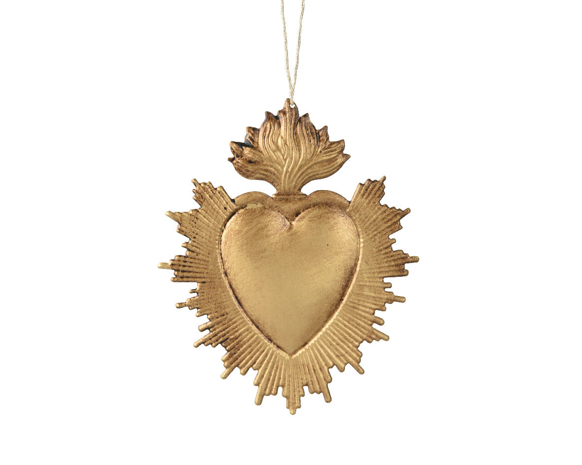 Cuore Oro decorazione natalizia appendibile H14.5cm