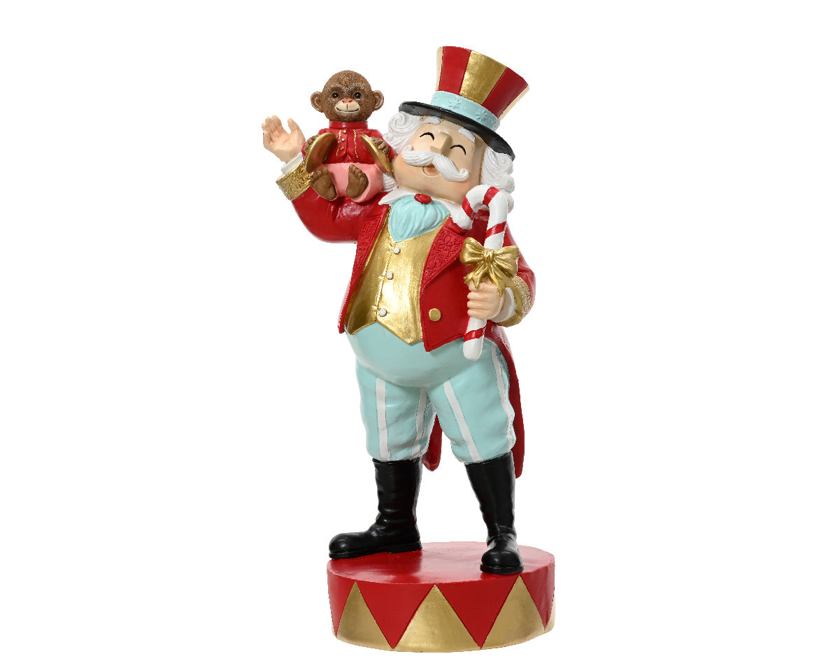 Schiaccianoci circo natalizio con Scimmia Rosso H43cm