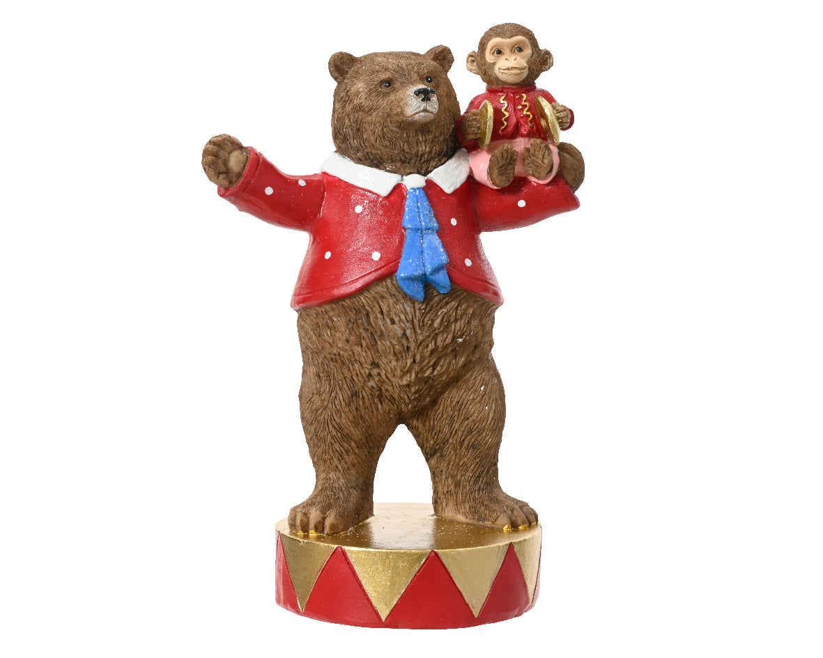 Orso circo natalizio con Scimmia decorativo H19.5cm