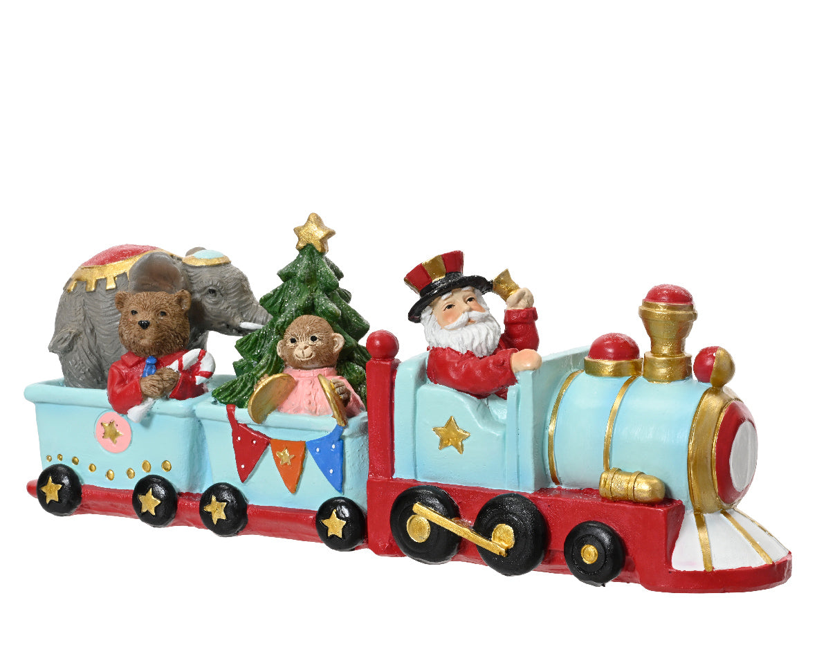 Trenino natalizio Babbo natale e animali decorazione H11cm