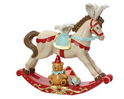 Cavallo a Dondolo natalizio Multicolore H18.5cm