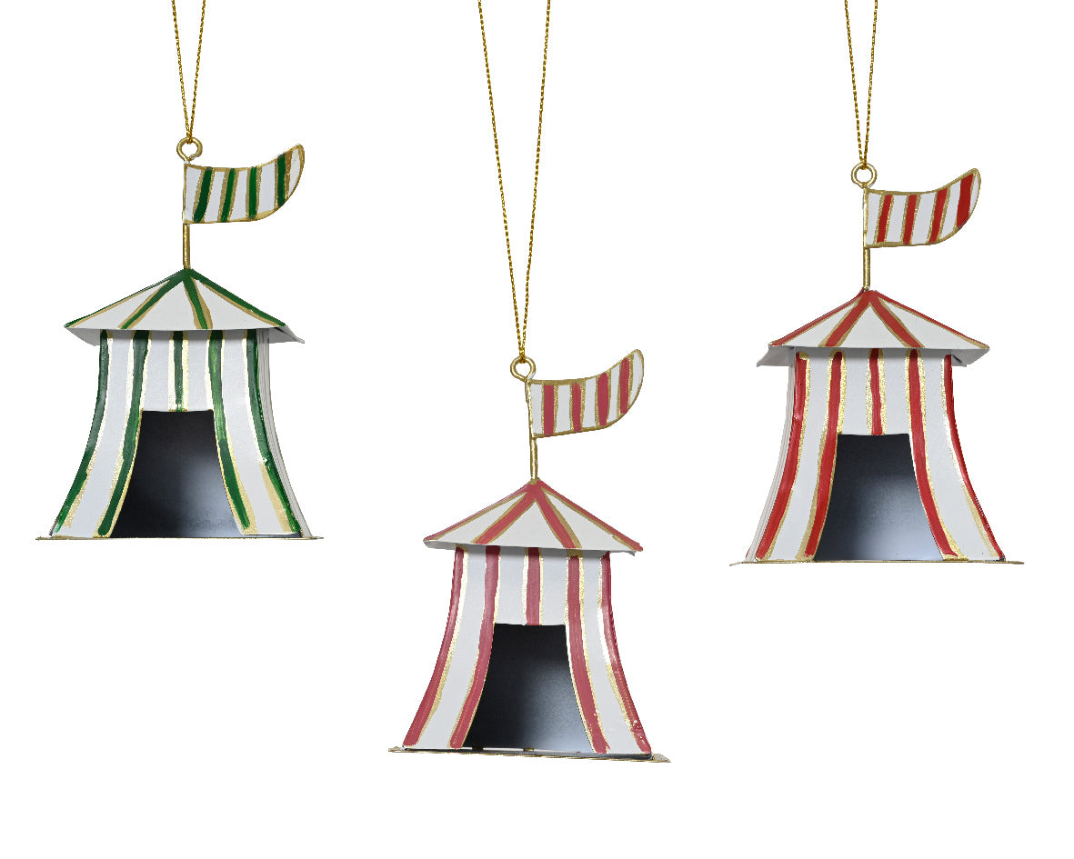 Tenda Circo decorazione natalizia appendibile modello assortito Rosso/Verde H10.5cm