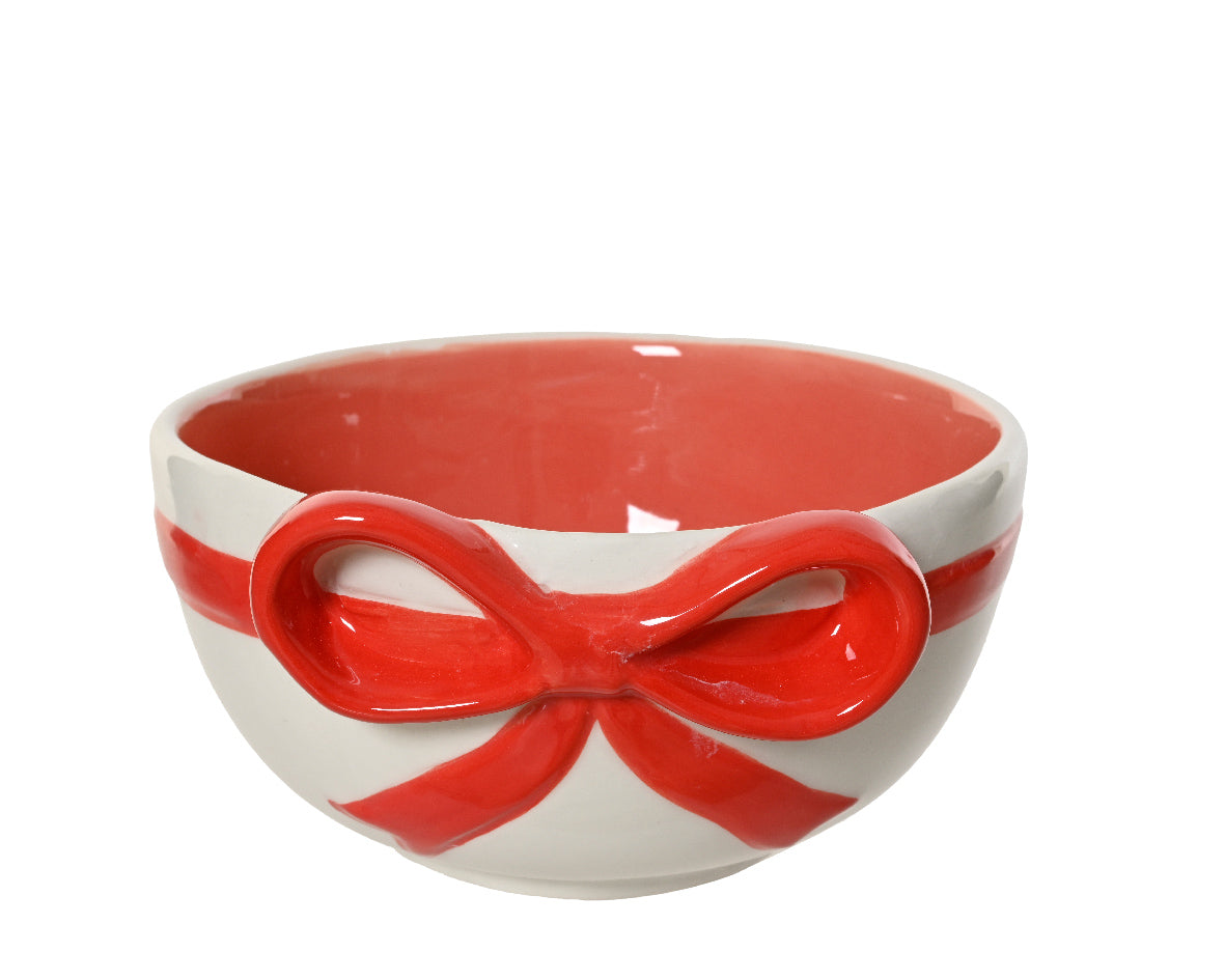 Scodella con Fiocco natalizio Rosso/Bianco H7.3cm