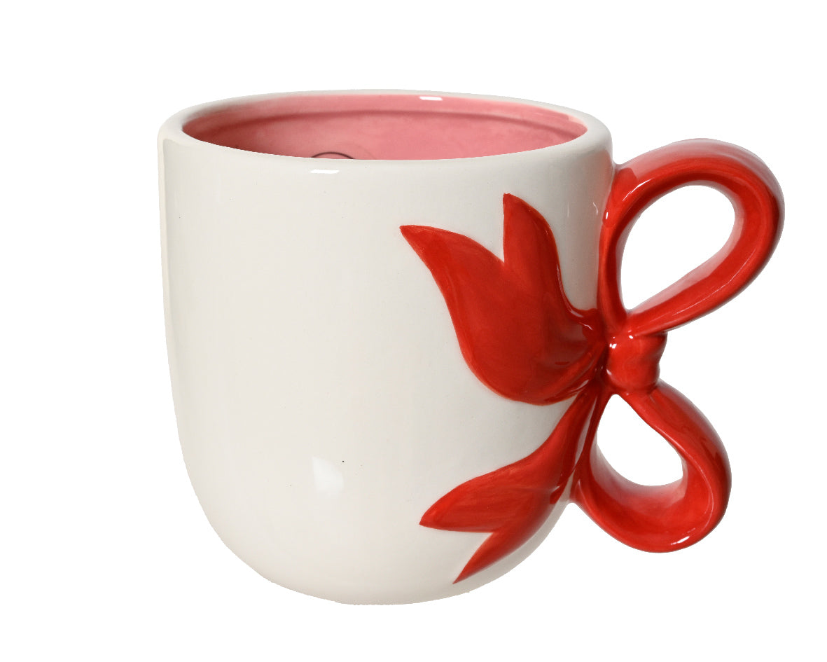Tazza Natalizia con Fiocco Rosso 10cm