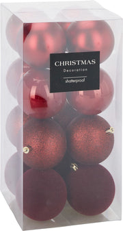 Confezione 16 palline di natale 8cm Bordeaux
