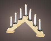 CANDELABRO IN LEGNO CON 7 CANDELE LUMINOSE 7 LED 6X40X30