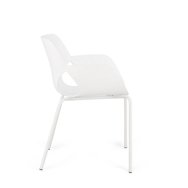 Sedia con braccioli Lennox 57x59x82cm Bianco BIZZOTTO