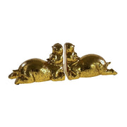 Fermalibri Scultorei Ippopotamo Gold 41 cm