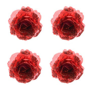 OFFERTA 4 ROSE ROSSO GLITTERATA 14CM