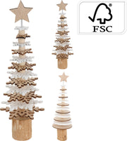 Albero Natalizio in Legno Marrone/Bianco 25cm modello assortito