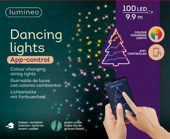 LUCI DI NATALE 100 LED MULTICOLOR CONTROLLABILI DA SMARTPHONE 990CM