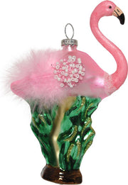 FENICOTTERO ROSA IN VETRO APPENDIBILE 13CM