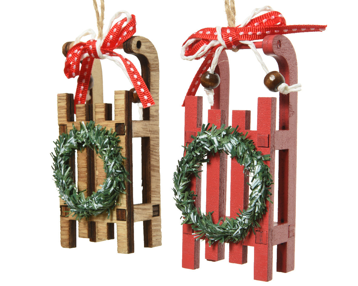 decorazione natalizia appendibile Slitta di Natale H10cm Modello Assortito