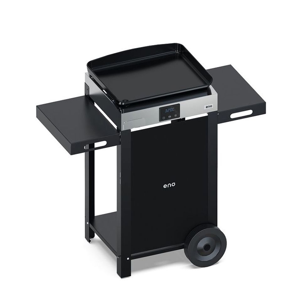 ENO Plancha Elettrica Initial 50 con Carrello Inox, 50 cm, Acciaio Inox