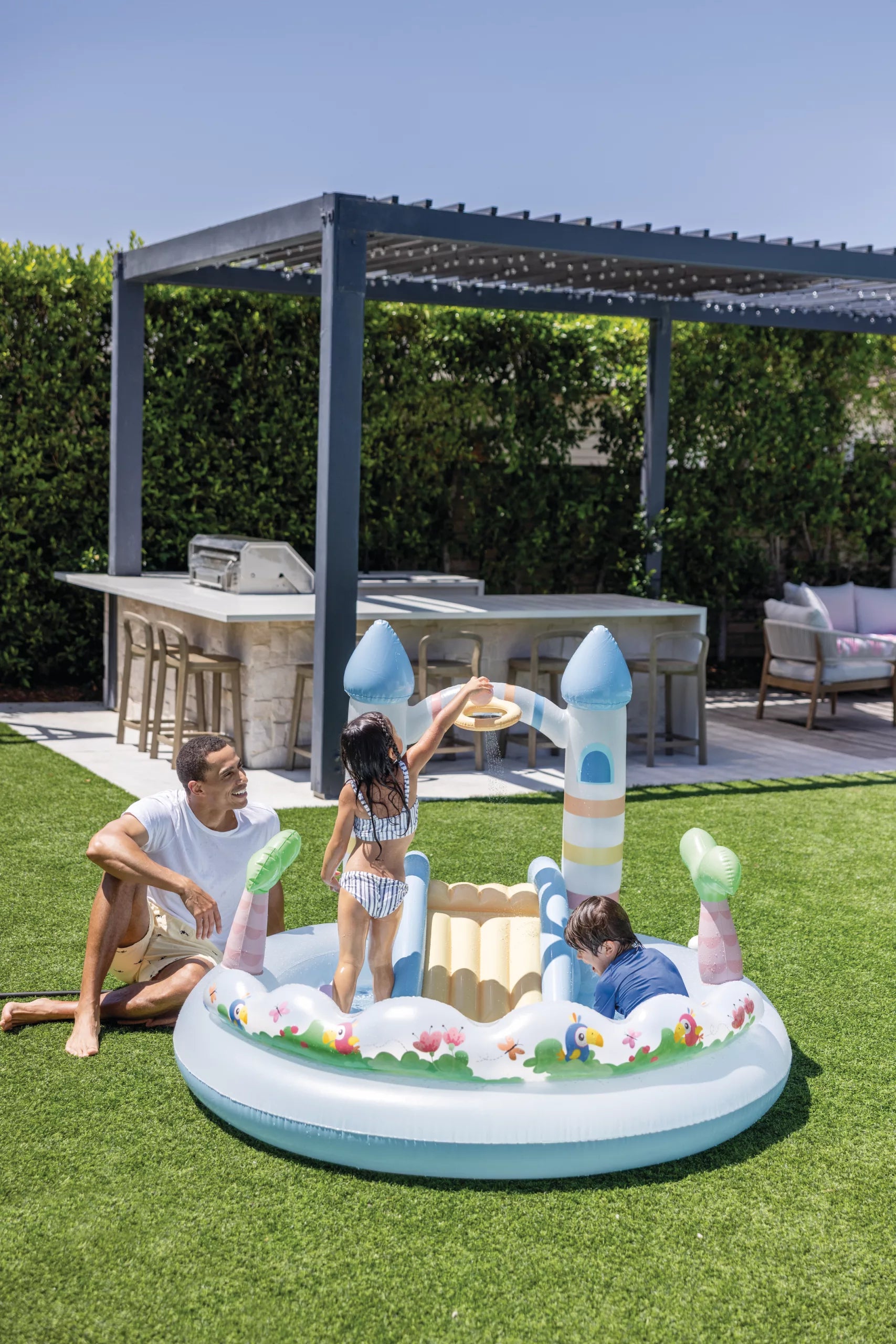 Piscina gonfiabile Play Center Castello Unicorno 198x178x127 cm arcobaleno INTEX
