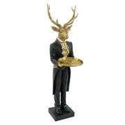 Scultura Cervo Nero con Vassoio  34X19,5 cm