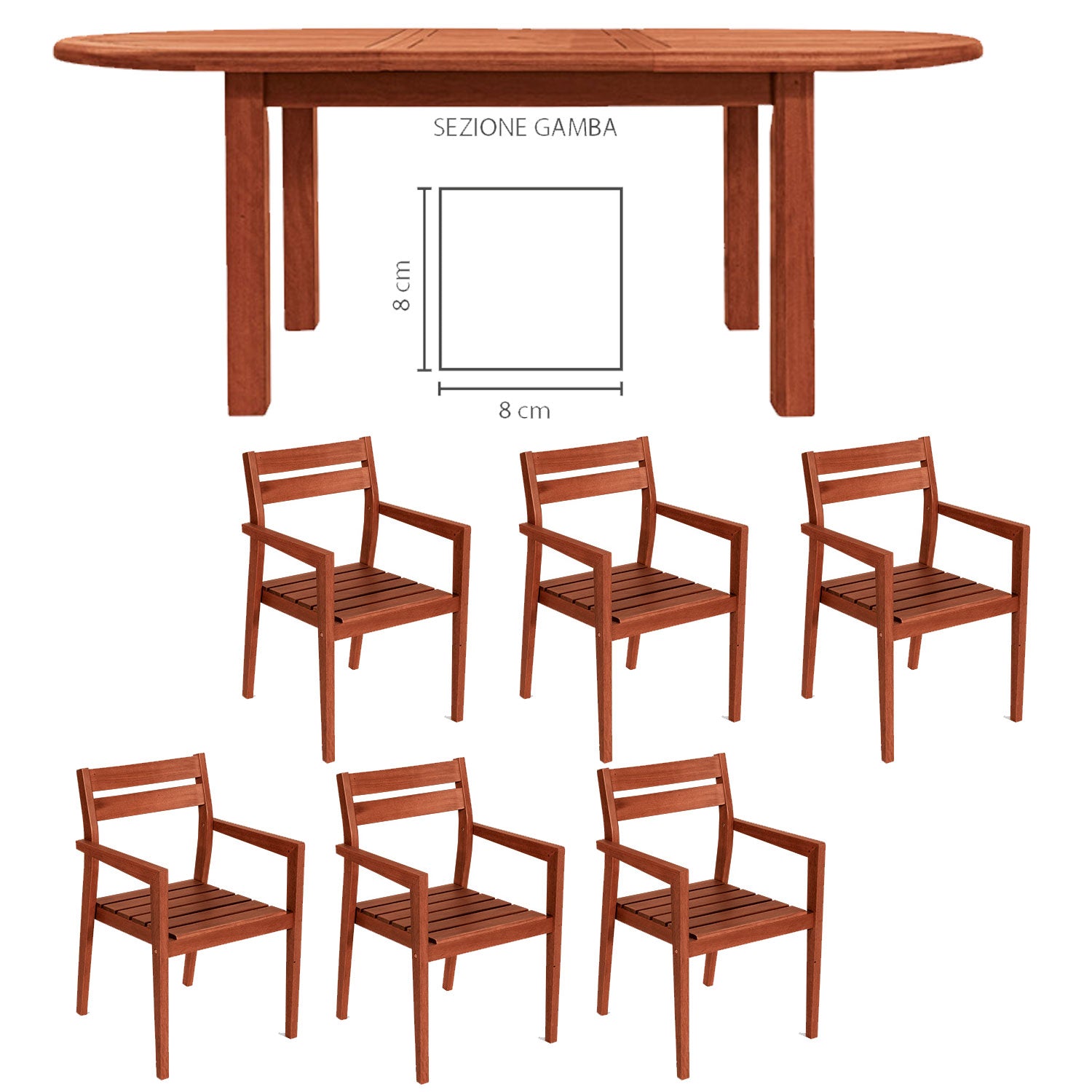 OFFERTA SET TAVOLO OVALE TUBEROSA ALLUNGABILE 225/290X100CM + 6 POLTRONE VIOLA