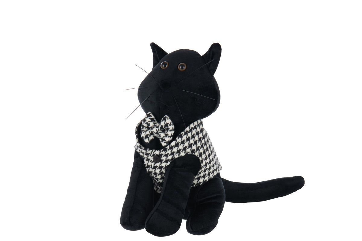 Ferma Porta Gatto Pied-De-Poule Poliestere Nero/Bianco 1,30kg Peraga Christmas