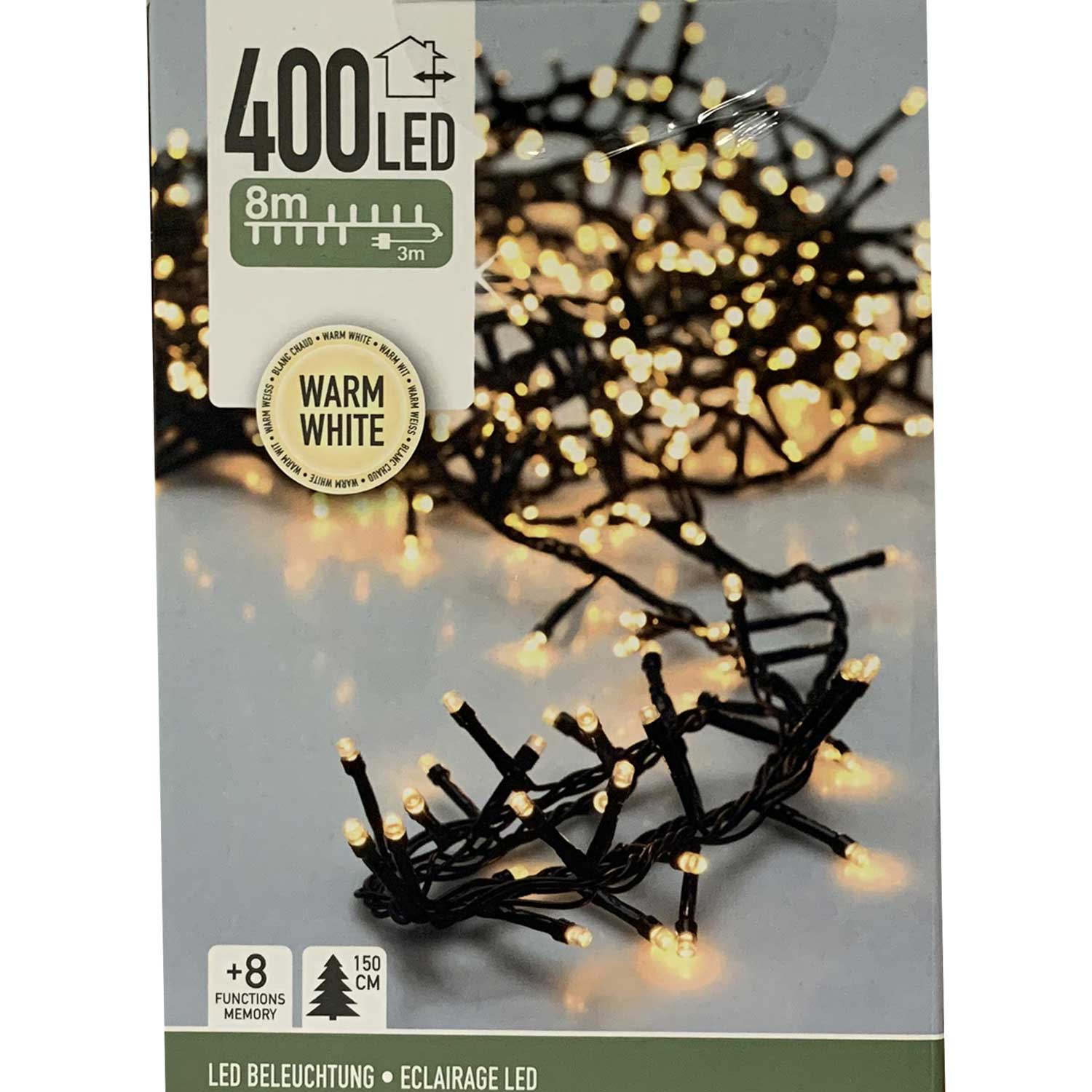 LUCI DI NATALE 400 LED BIANCO CALDO 8 GIOCHI DI LUCE